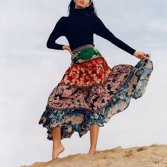 Anthropologie Bhanuni Jyoti Anarosa Tiered Skirt - Picture 2 of 11